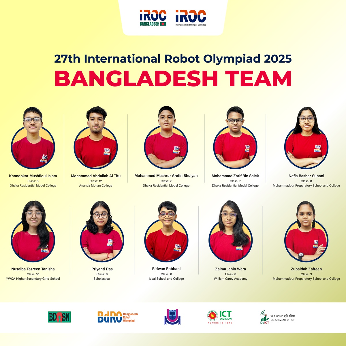 BdOSN Reveals Bangladesh Team to Compete in the 27th International Robot Olympiad in Australia