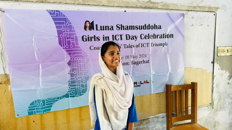 Student shared their thought about Girls in ICT Day Celebration