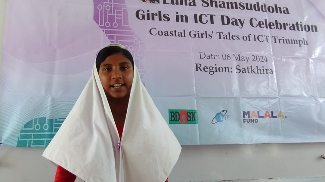 Student shared their thought about Girls in ICT Day Celebration